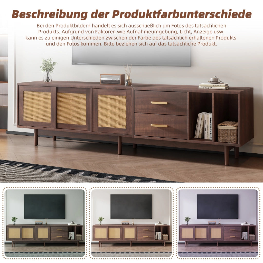 MOBILE TV 190x40x52 cm MDF Marrone con 2 Cassetti e 3 Ante