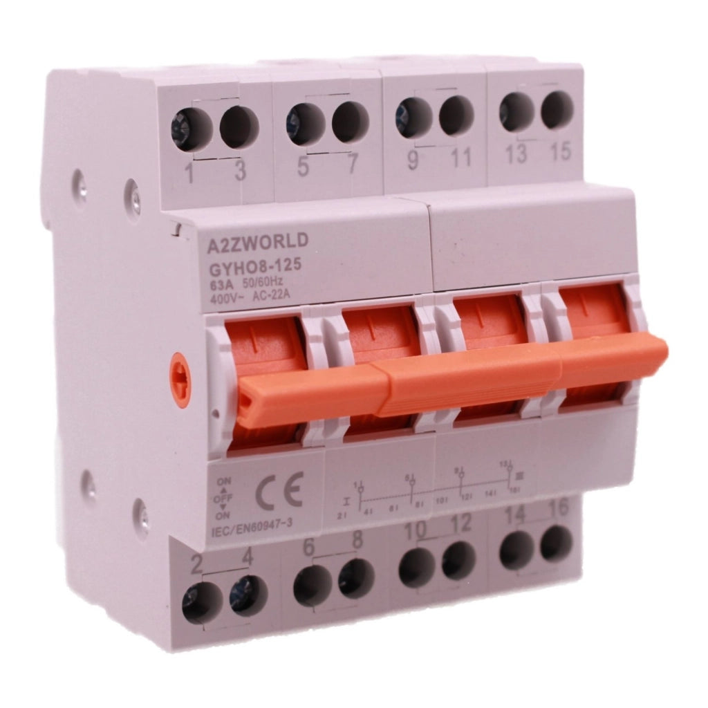 Commutatore di Rete Manuale I-0-II, 63A AC 220/380V, per Rete Principale e Alimentazione di Riserva, Disponibile 1P 2P 4P (4P)