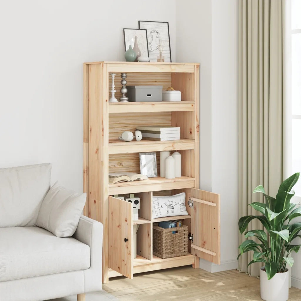 Credenza-Buffet-Armadio da cucina 80x35x154 cm in Legno Massello di Pino