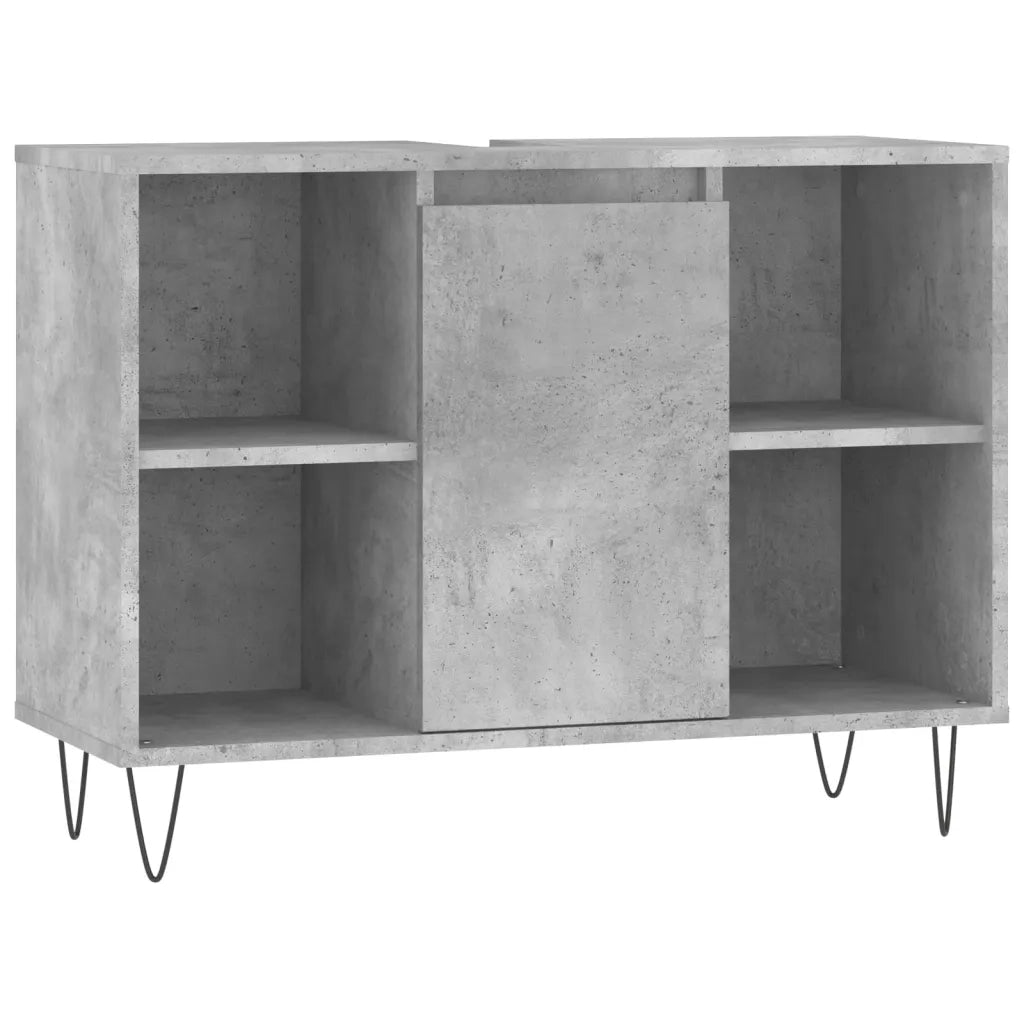 Set Mobili da Bagno 3 pz Grigio Cemento in Legno Multistrato