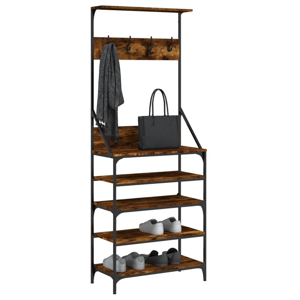 Appendiabiti con Porta Scarpe Rovere Fumo 70x34x184 cm CFW4675360