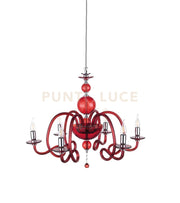 LAMPADARIO VIVALDI 6 LUCI RUBINO CROMO ATTACCO E14 D.75CM