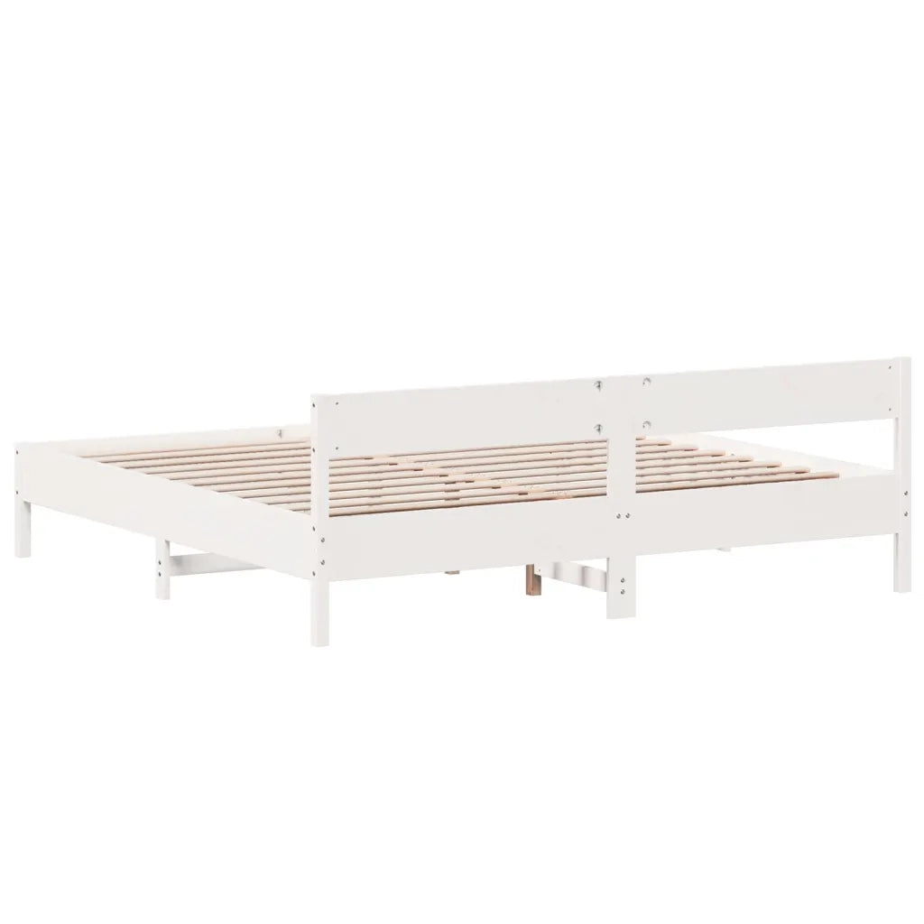 Giroletto senza Materasso-Struttura Letto Bianco 180x200 cm Legno Massello Pino 165172