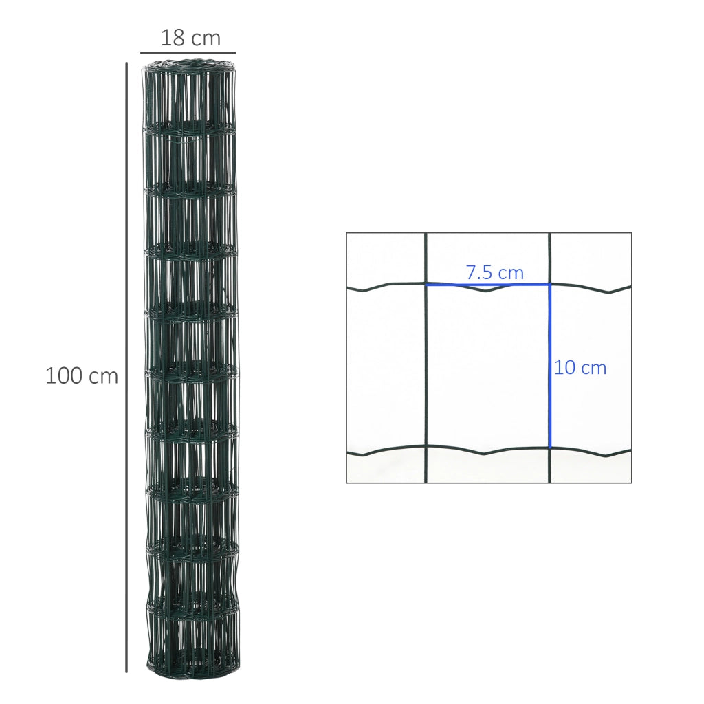 Easycomfort Rete per Recinzioni in Metallo con Rivestimento in PVC, Rotolo da 10x1m, Verde