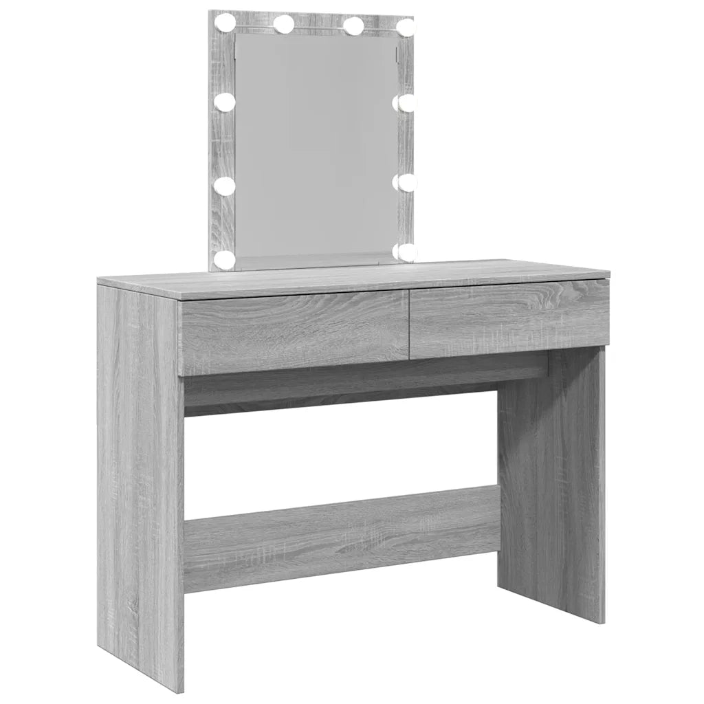 Toeletta | Tavolo da Trucco con LED Grigio Sonoma 100x40x130 cm