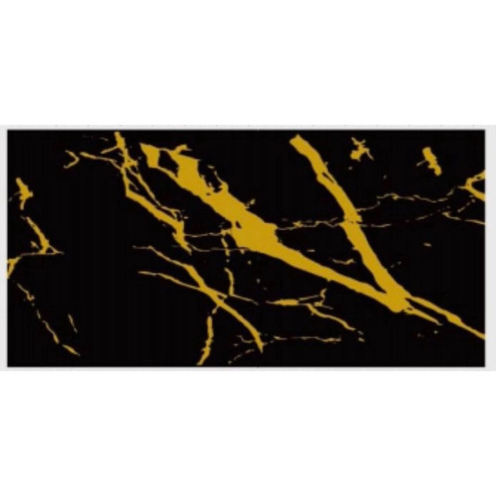 Trade Shop - Pannello Adesivo Effetto Marmo Nero Striato Oro Pareti Paraschizzi 300x60cm Stanza -