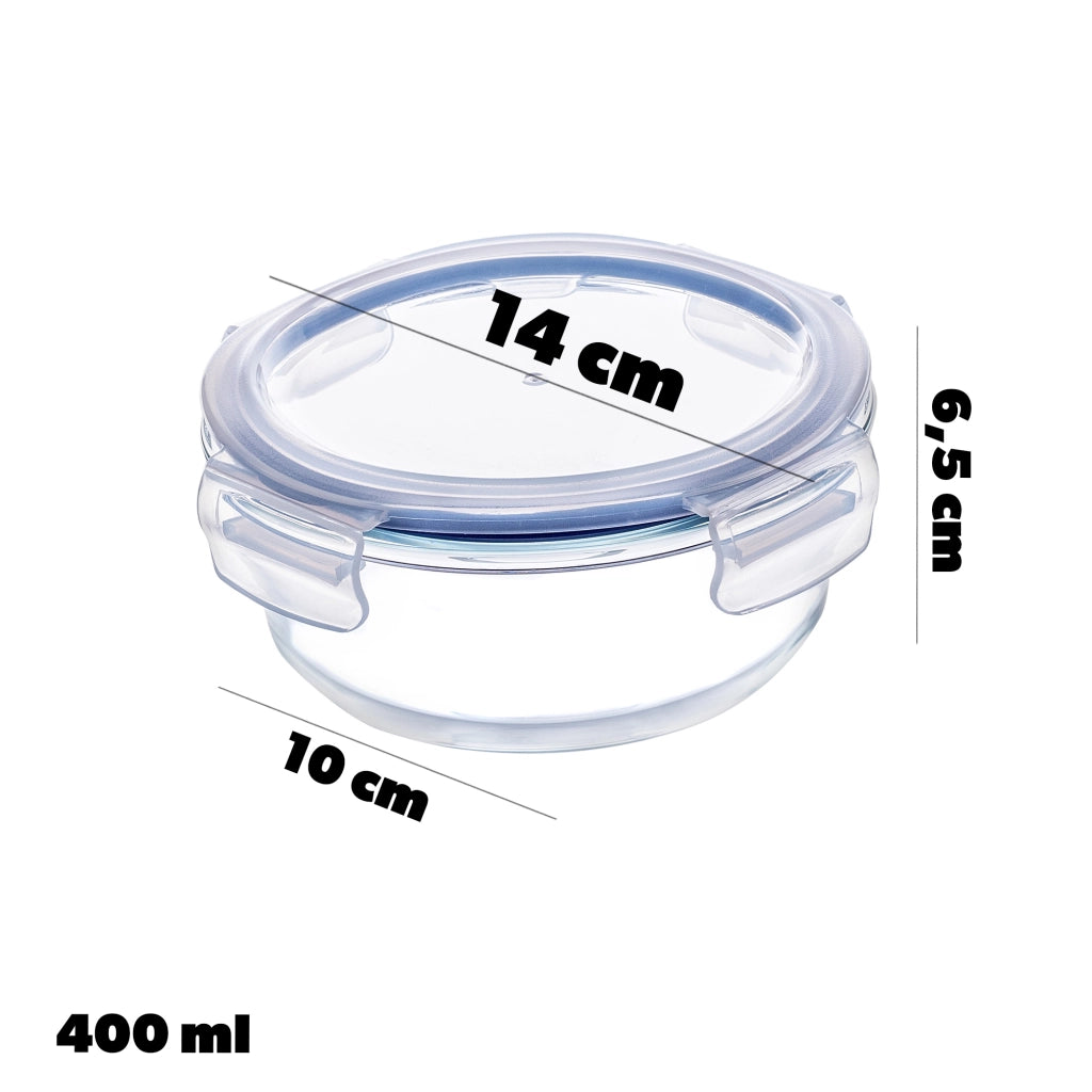 Set di 3 contenitori per alimenti in vetro con coperchi e scatole rotonde KADAX