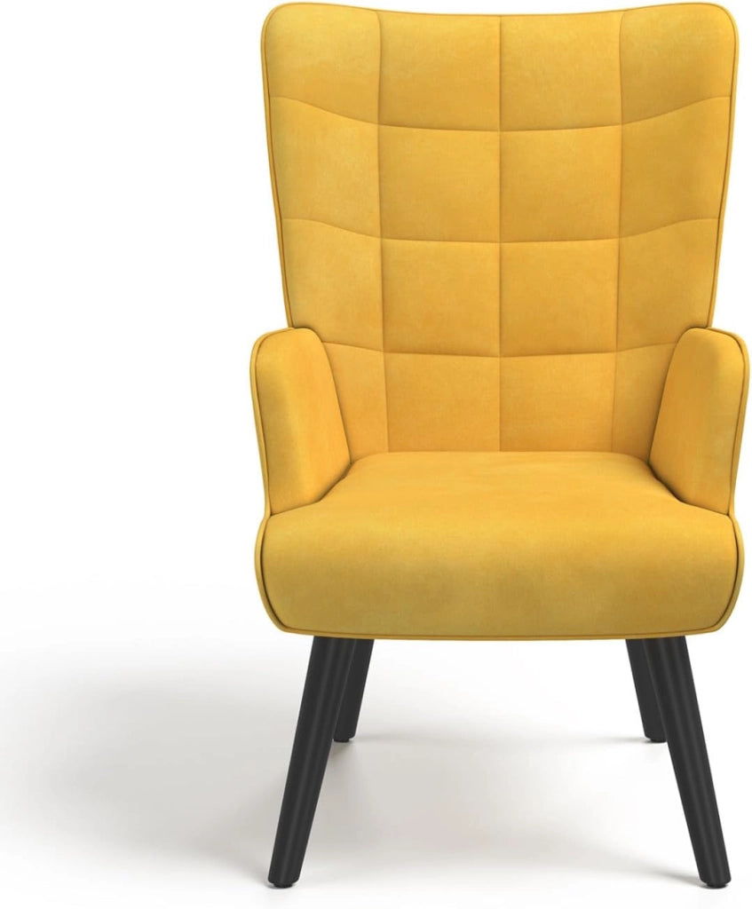 Poltrona scandinava ANIA in velluto giallo