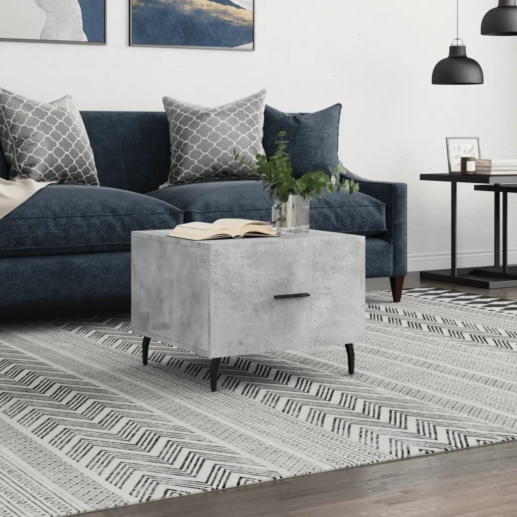 Tavolino Salotto-Tavolino da soggiorno-Tavolo Grigio Cemento 50x50x40 cm Legno Multistrato 389018