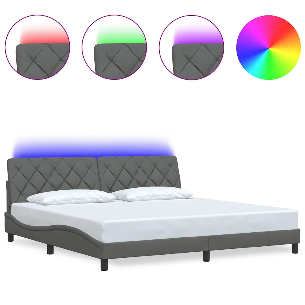 Giroletto con LED senza Materasso 200x200 cm Tessuto
