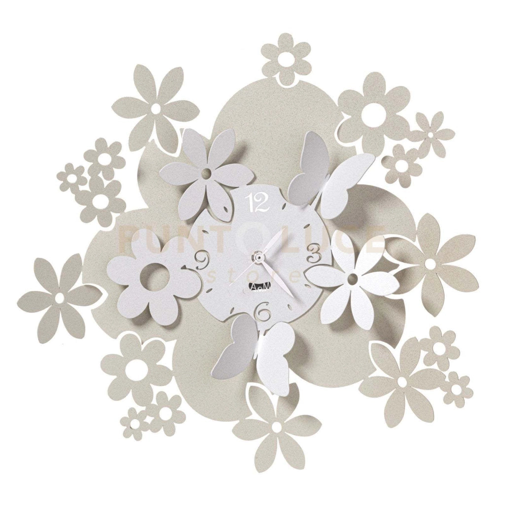orologio da parete con fiori daisy Avorio e bianco marmo in Ferro 40cmdidiametro