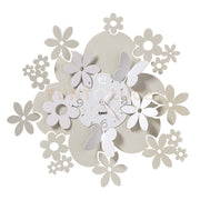 orologio da parete con fiori daisy Avorio e bianco marmo in Ferro 40cmdidiametro