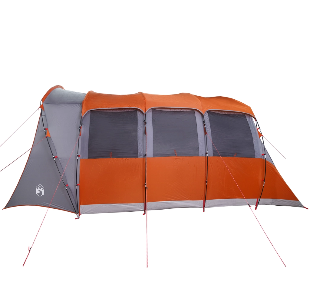 Tenda Familiare  con Finestre Tunnel Grigia e Arancione per 8 Persone Impermeabile