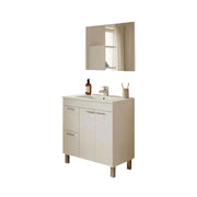 Trecase, set Mobili Bagno Specchio Incluso, Bianco Lucido