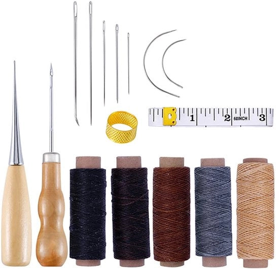 Set di punteria per mano con filo di seta 1mm - Lunghezza 330 metri - Kit per artigiani - Manicotto per borer/punte - Manico di legno