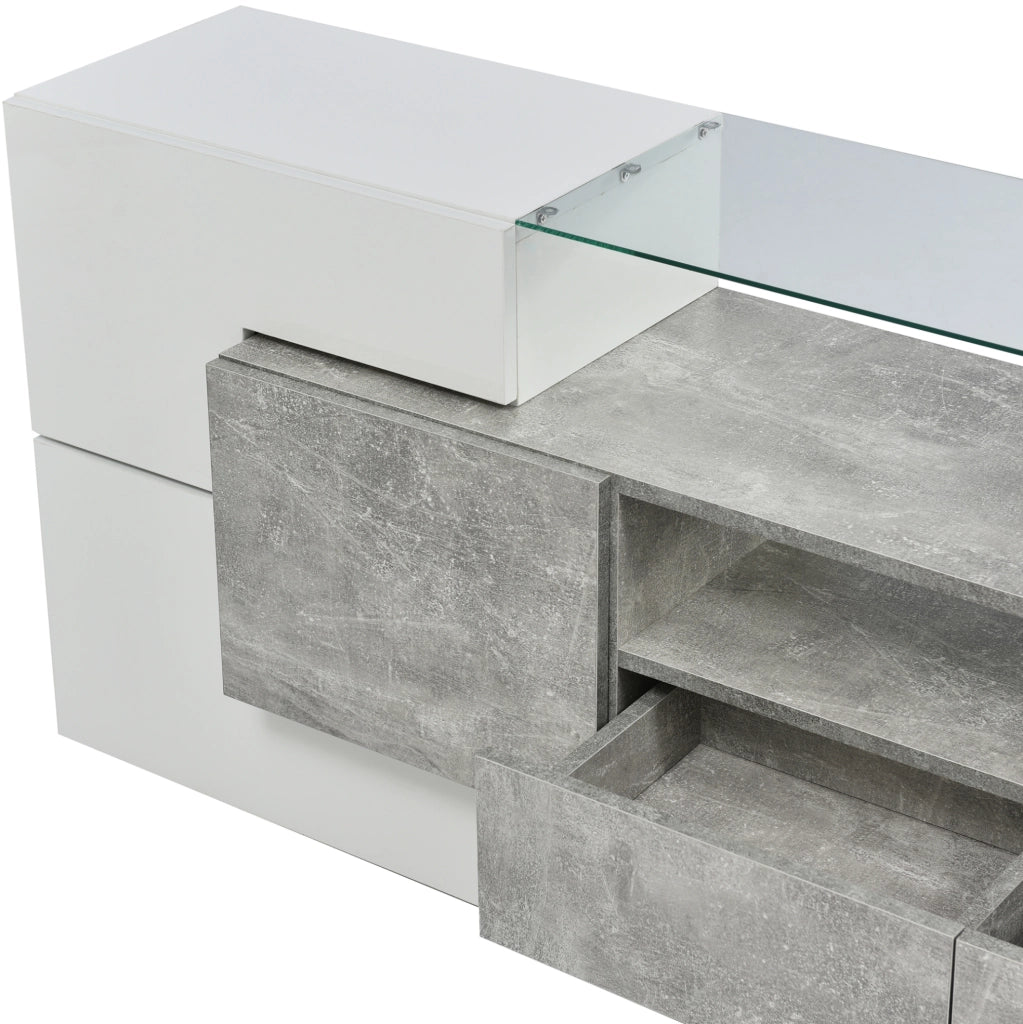 Mobile TV con LED; 200 x 35 x 60 cm; MDF; grigio