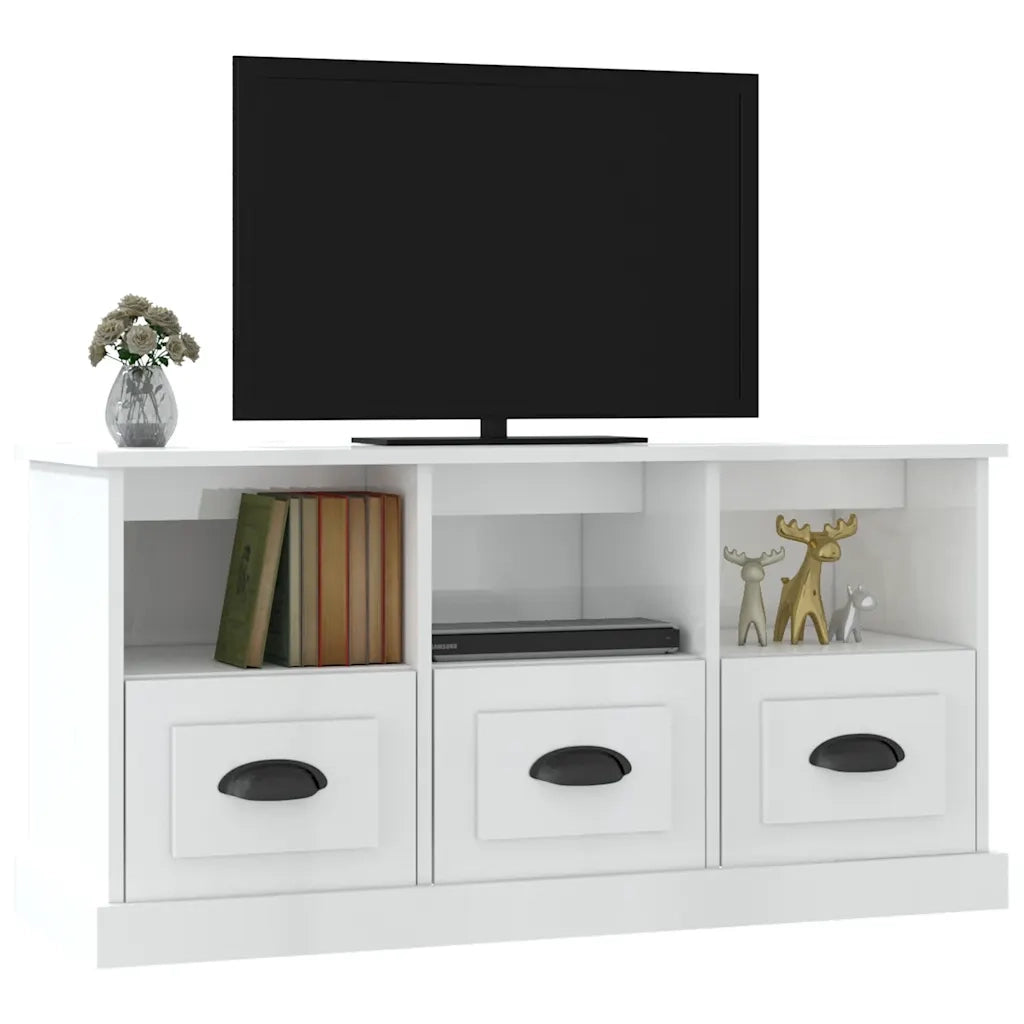 Mobile Porta TV Bianco Lucido 100x35x50 cm in Legno Multistrato 816290