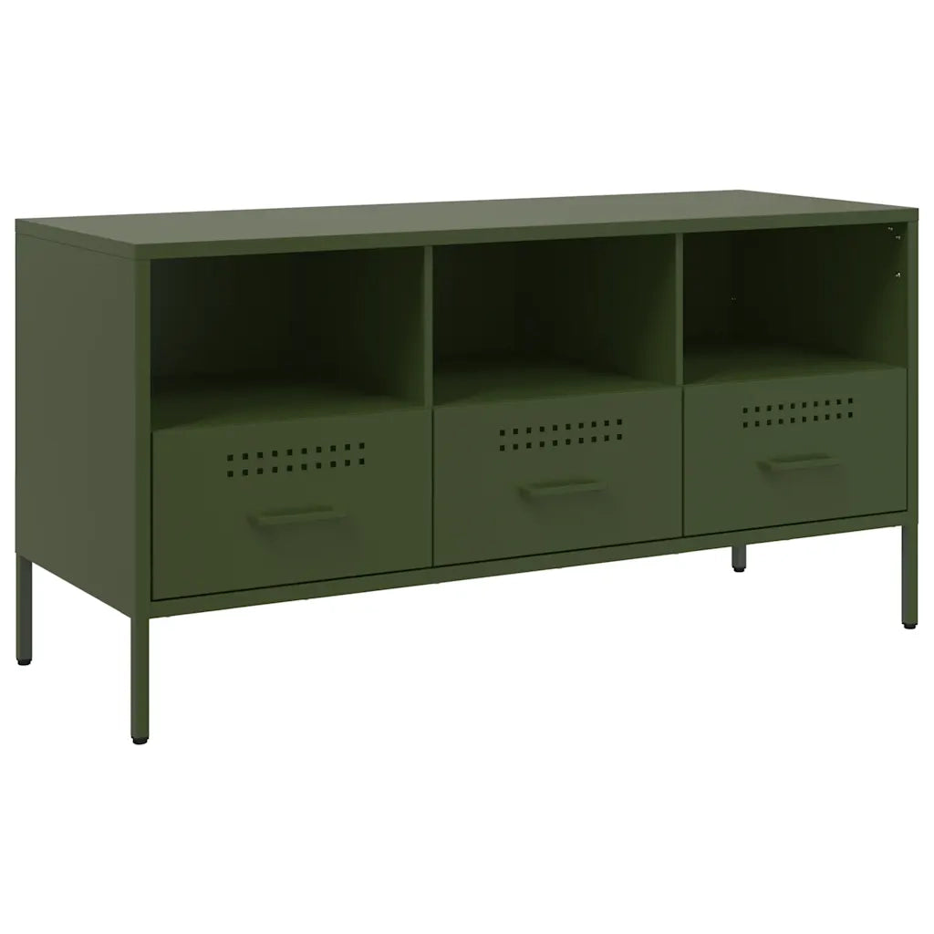 Mobile TV Verde Oliva 100,5x39x50,5 cm in Acciaio 843040