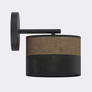 Lampada da parete Karbon in acciaio nero e tessuto marrone
