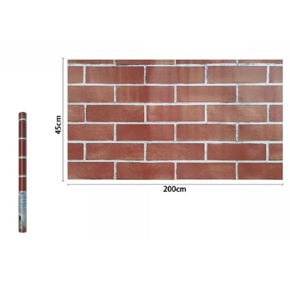 Trade Shop - Rotolo Pellicola Adesiva Pvc Effetto Mattoni 45cmx2mt Mobili Casa Cassetti 71279 -
