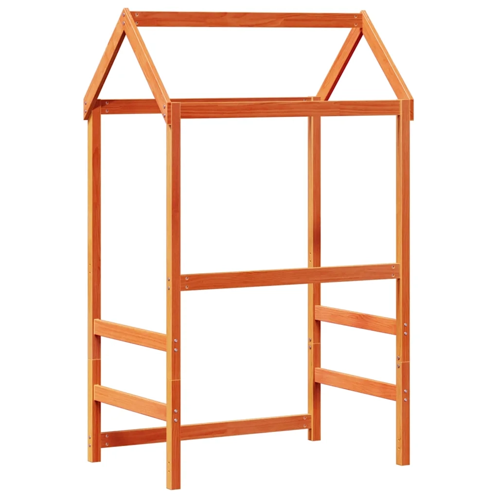 Tetto Letto Bambini Marrone Cera 98x70x176,5 cm Massello Pino