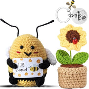 3 pezzi di carine clip per chiave con tessuto a punto croce e fiore zinnia - Regali positivi per la felicità e l'amicizia