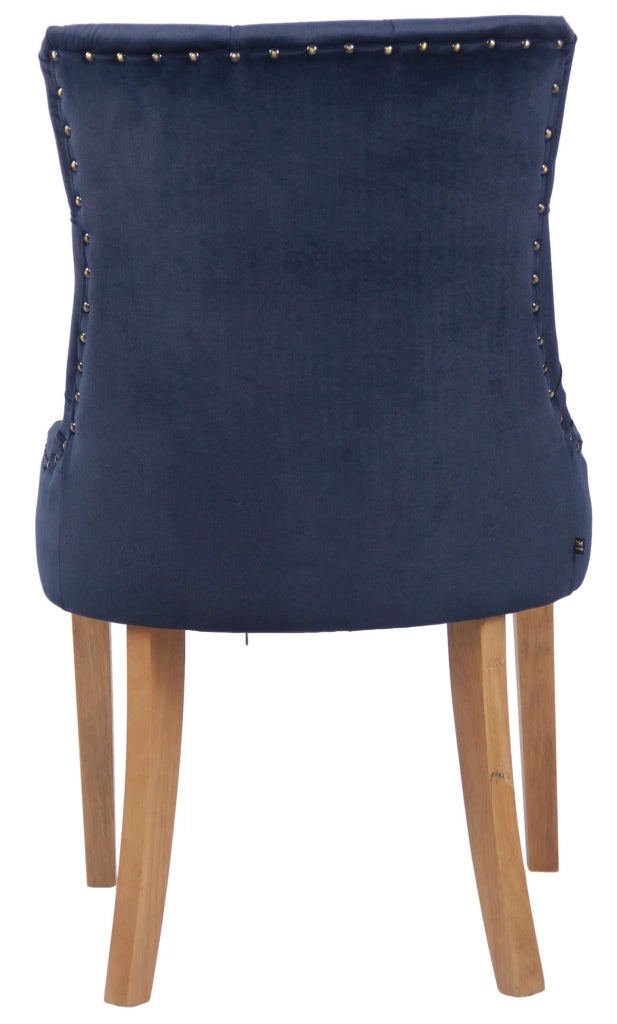 Set 4 poltrone pranzo Aberdeen in velluto blu,antico chiaro