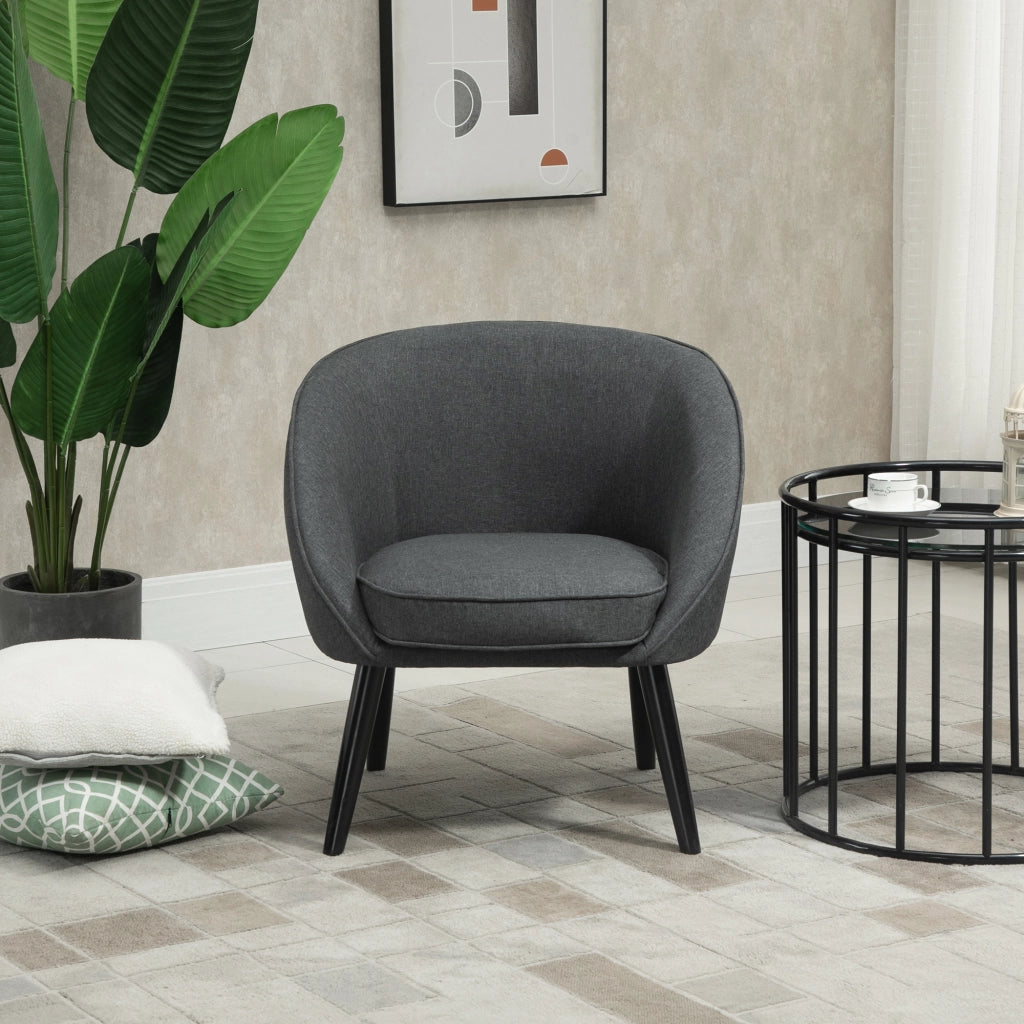 Poltrona relax tessuto effetto lino gambe legno ¨C Xylo ¨C grigio
