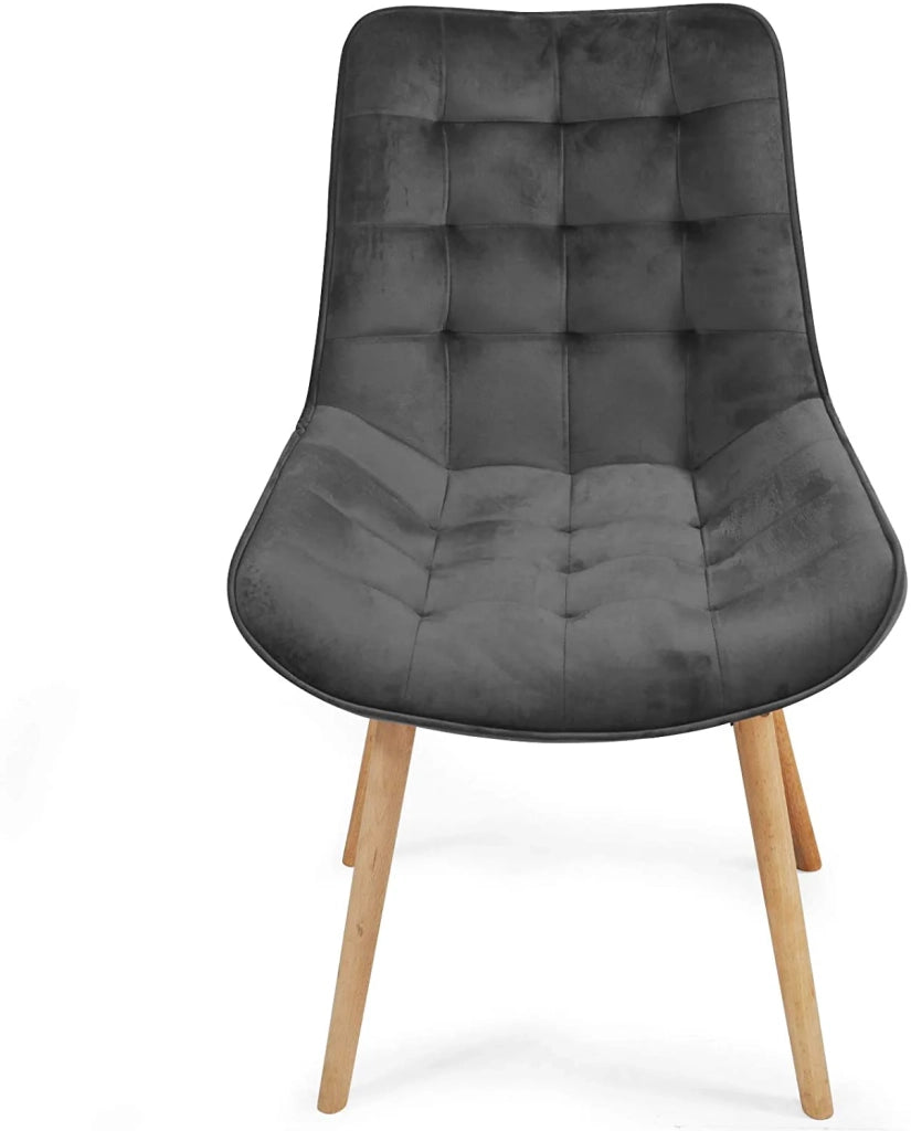 Set di 8 sedie per soggiorno e sala da pranzo con gambe in legno e velluto grigio scuro 01_0000737