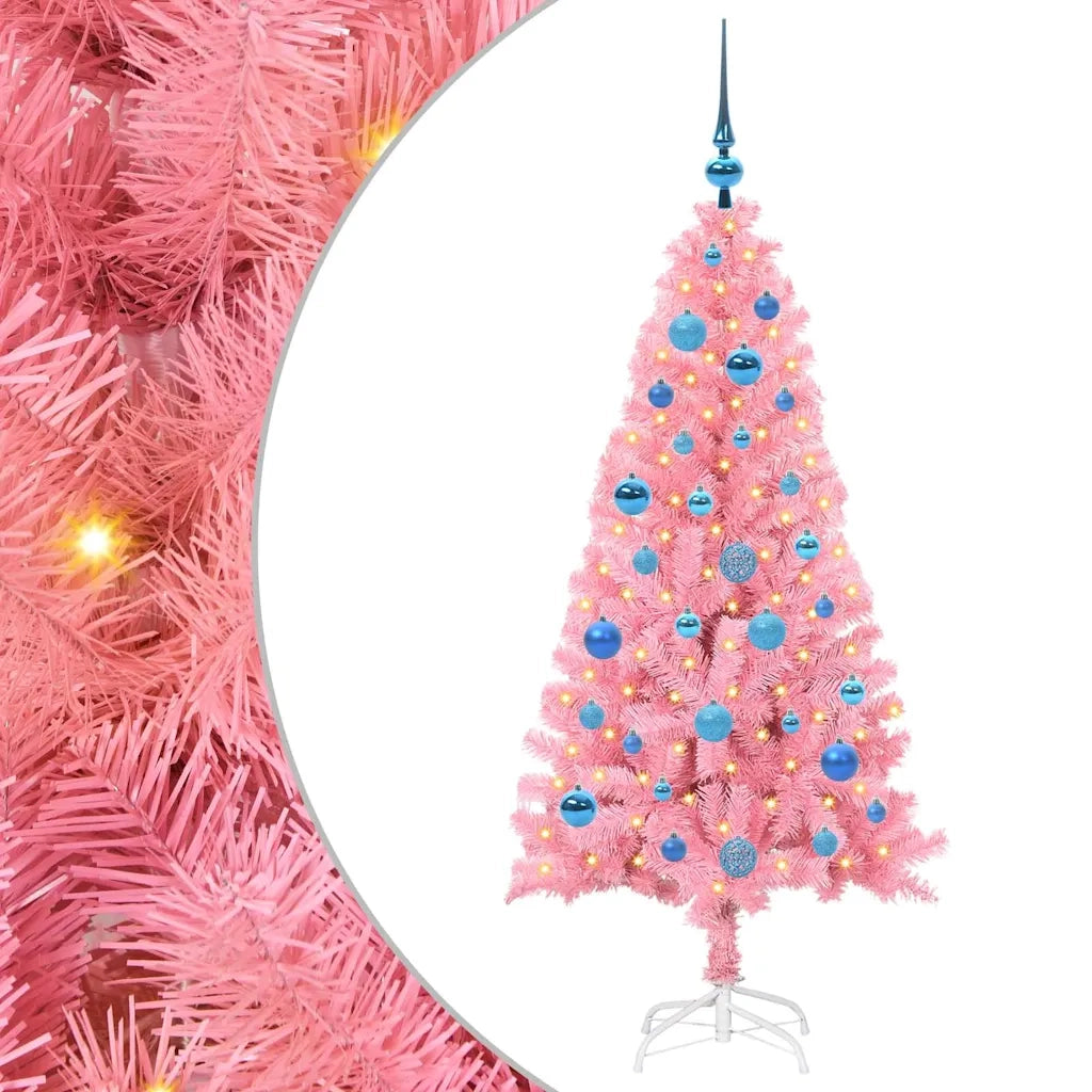 Albero di Natale con 150 LED con supporto-Luci decorative natalizie Rosa 150 cm PVC 266310