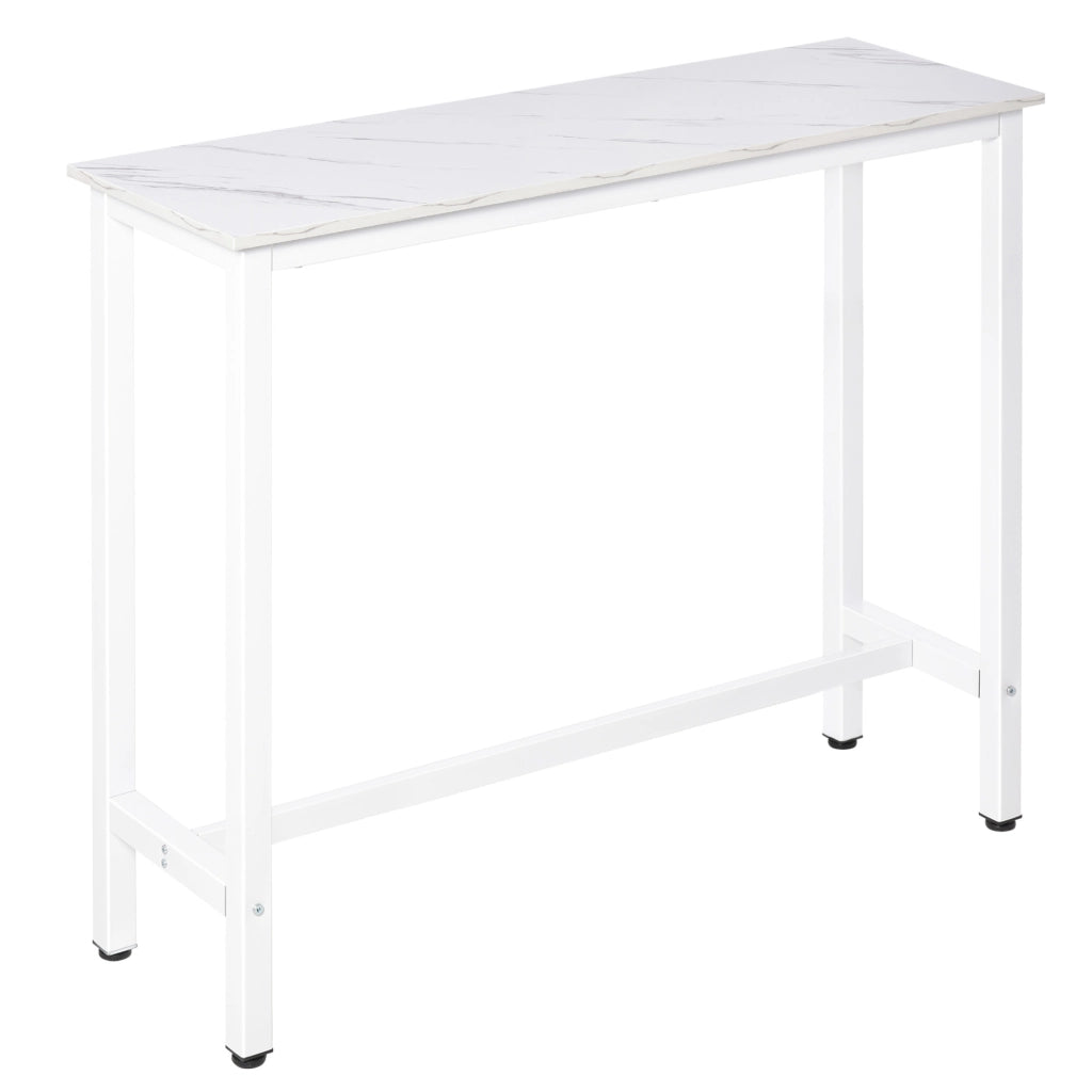 Tavolo alto da bar ¨C Xylo ¨C 120x40x100 cm acciaio effetto marmo bianco