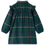 Abito da Bambina a Maniche Lunghe con Arricciature Verde Scuro 104 CFW7825699