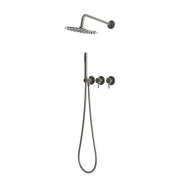 Kit doccia incasso parete acciaio inox 316L canna di fucile con soffione 30 cm braccio miscelatore deviatore doccino supporto e flessibile KIT-DOCCIA-PARETE-30-CANNA-FUCILE