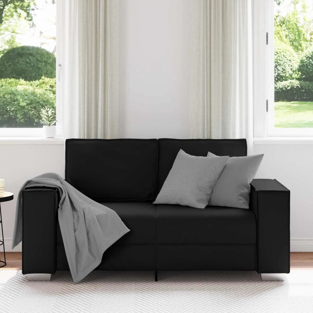 Divano | Divano da soggiorno | Sofa a due posti Nero 160 cm Pelle Sintetica