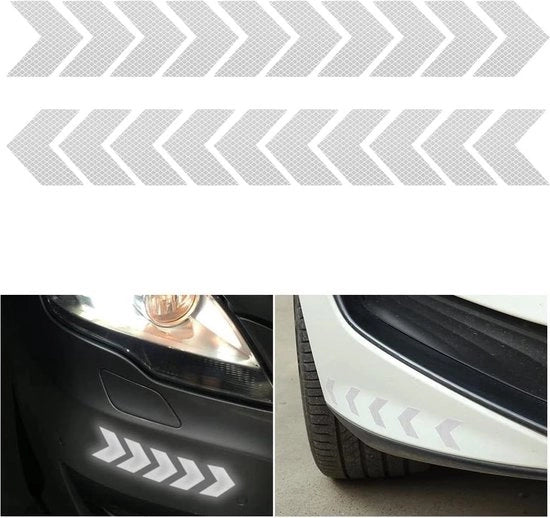 Sticker di avvertimento riflettente - notte - alta visibilità - adesivo self-adesivo - universale - rimorchio auto - camion - motociclo - bicicletta - barca - argento - bianco .