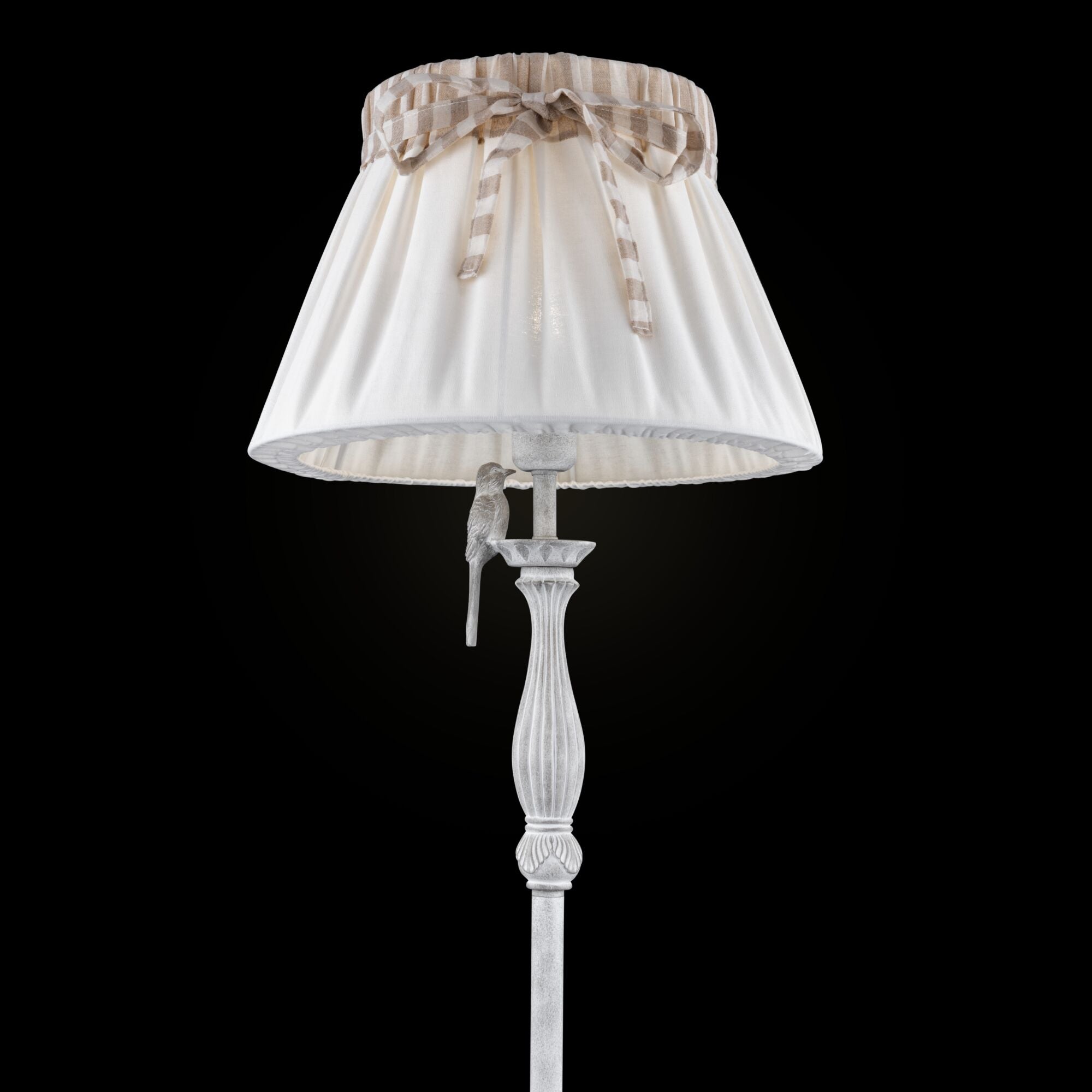 Lampada da terra Elegant in Metallo Bird Bianco Antique