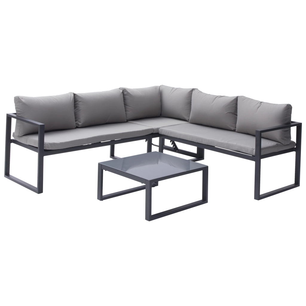 Set di mobili da giardino modulari IBIZA in tessuto grigio 4 posti - alluminio antracite