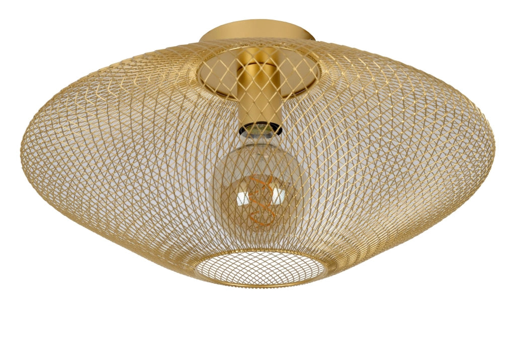 Plafoniera in ottone industriale Mesh E27 40W Lucide