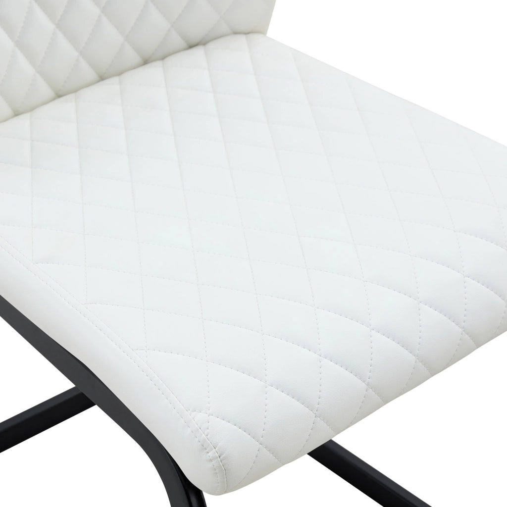 Sedie da Pranzo Set 2 Pezzi ¨C MINIMAL ¨C Schienale Alto, Seduta Imbottita, Struttura Metallo Nero, Bianche