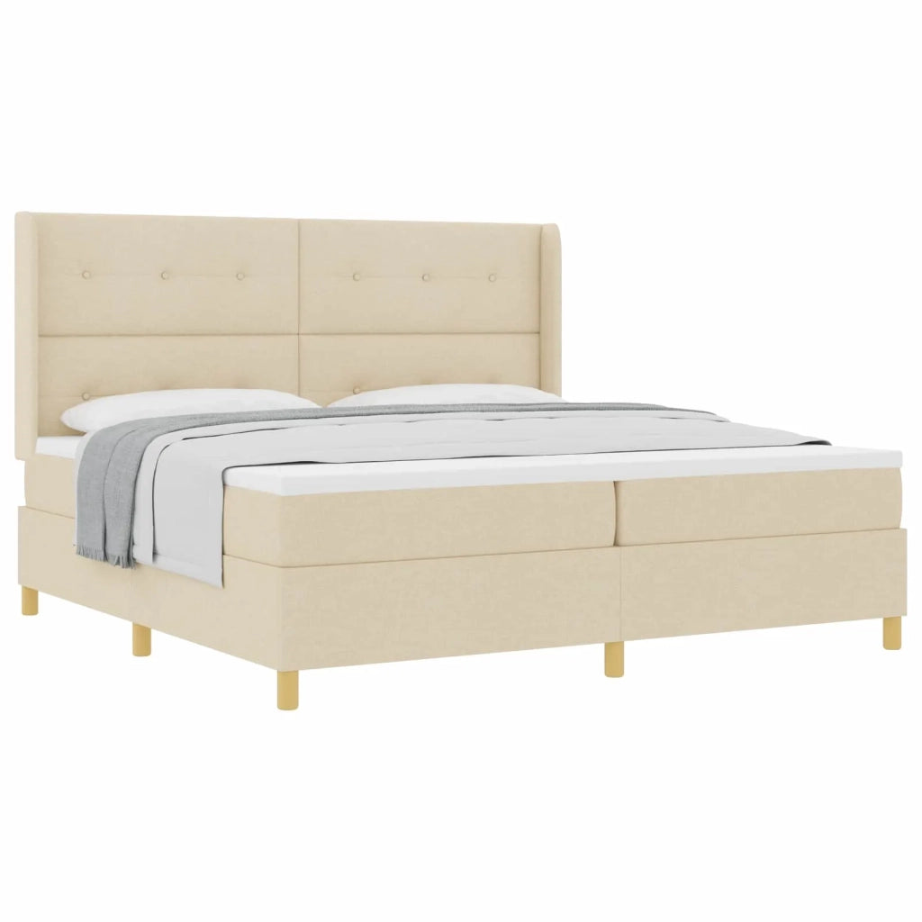 Letto a molle con materasso Crema 200 x 200 cm Tessuto