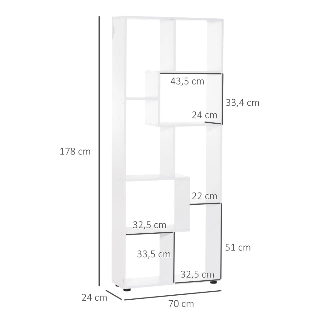 Libreria design zig zag moderno ¨C zephmum ¨C bianco truciolato 70x24x178