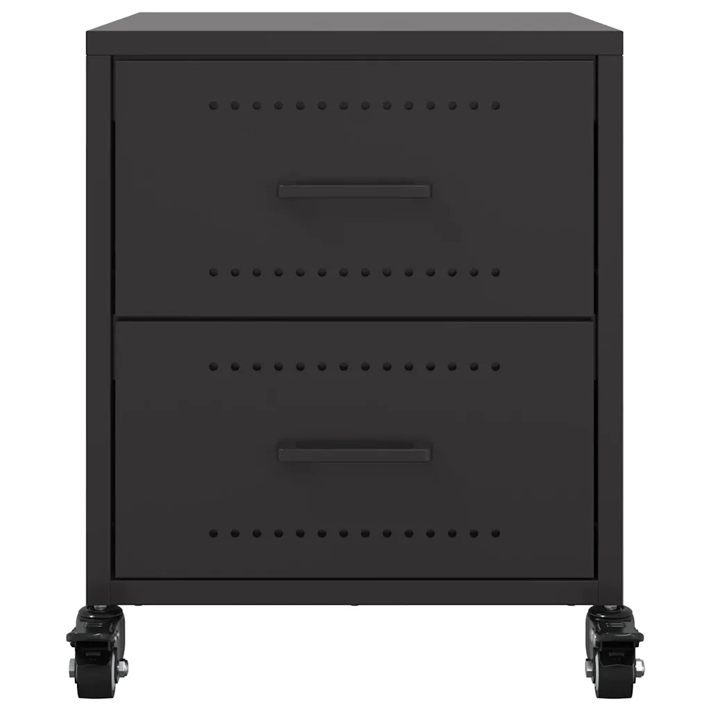 Set di 2 Comodini | Armadio da Notte | Mobiletto da notte Neri 36x39x43,5 cm in Acciaio
