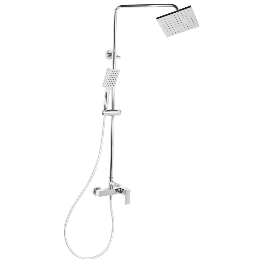Set doccia con miscelatore in ottone con funzione pioggia a parete argento stile moderno