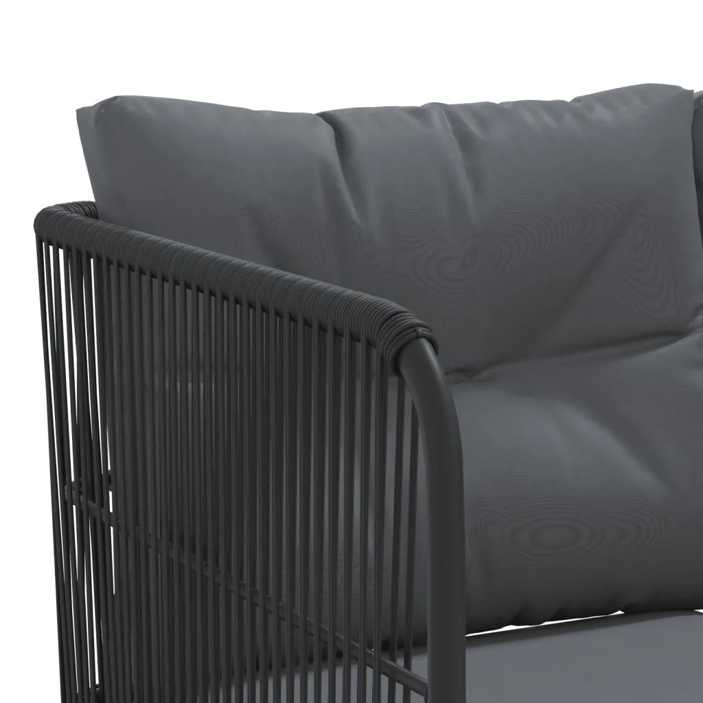 vidaXL Set Divano da Giardino con Cuscini Nero Acciaio e Textilene