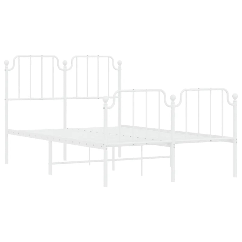 Giroletto con Testiera e Pediera Metallo Bianco 120x200 cm 373952