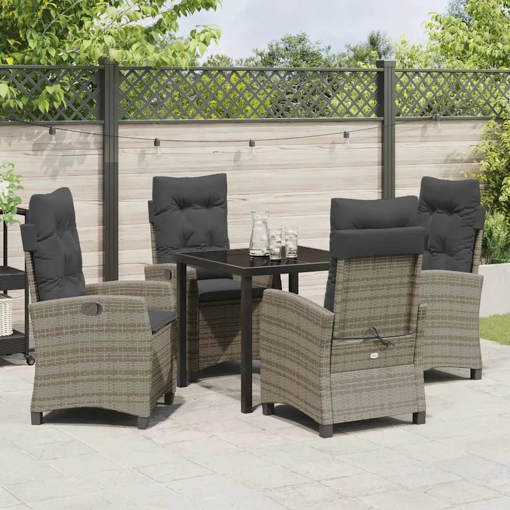 Set da Pranzo per Giardino con cuscino 5 pcs Grigio polyrattan 3380387