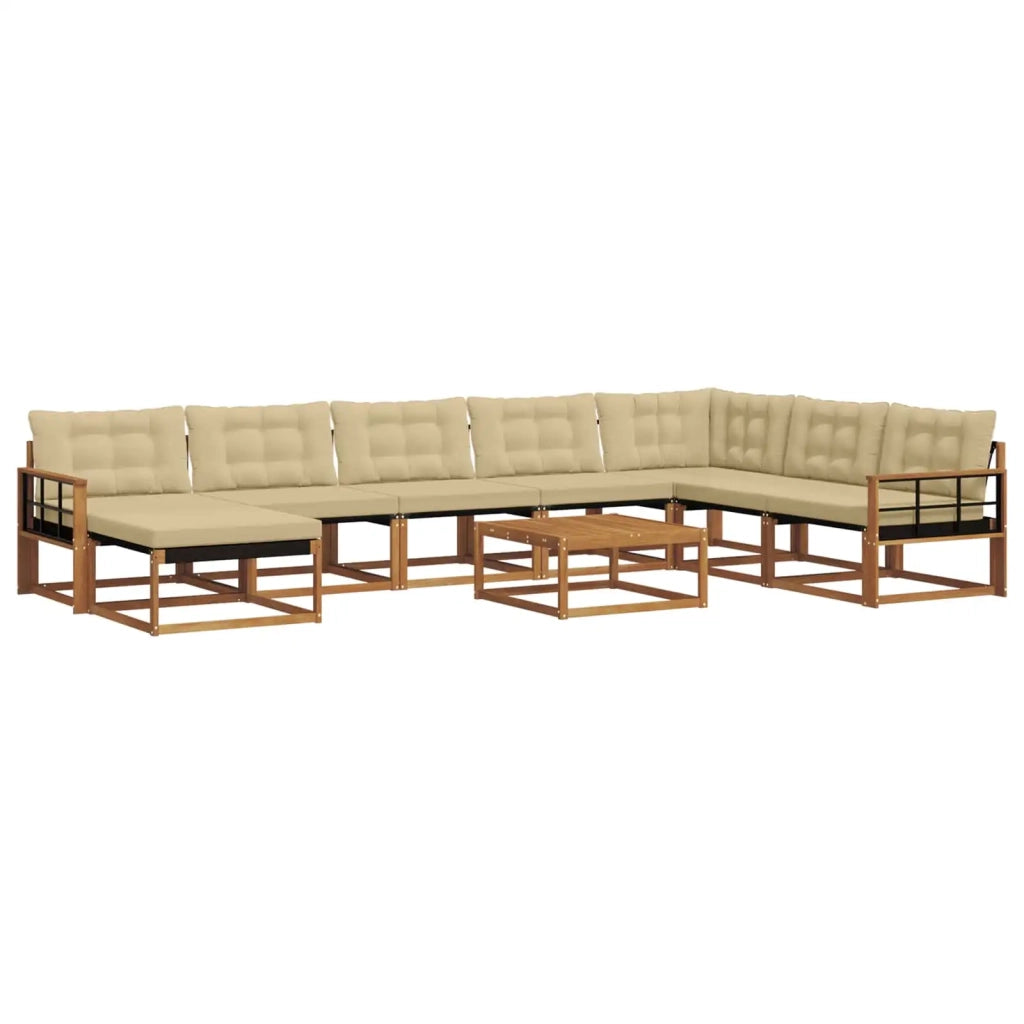 Set di divani da esterno con cuscino 9 pcs Naturale e Beige 3369776