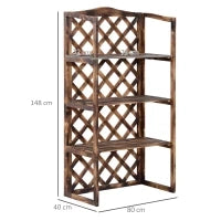 Scaffale Porta Piante da Esterno a 3 Ripiani in Legno di Abete, Portavasi da Interno ed Esterno, Fioriera da Balcone, 80x40x148cm