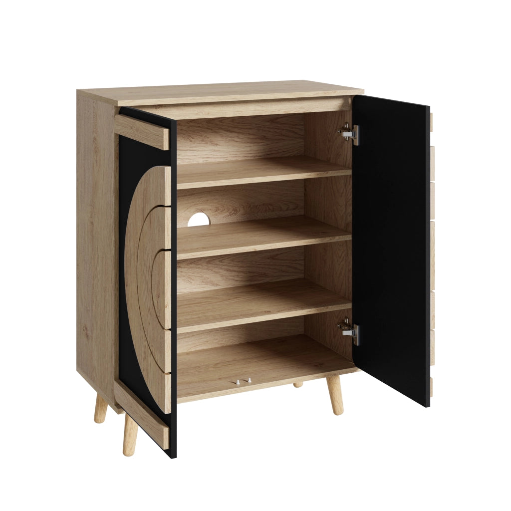 Scarpiera con Ante Geometriche e Ripiani ¨C Xylo ¨C Legno, Multilivello