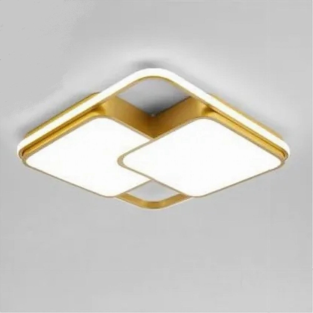 Trade Shop - Plafoniera Led 48watt Quadrato Oro Moderno Lampadario Soffitto Luce Fredda 71462 -